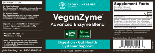 VeganZyme® - Helps Break Down Carbohydrates, Fats, Sugars, Proteins, Gluten, Soy, Dairy & Other Foods (Best Before Date: 09/2023)